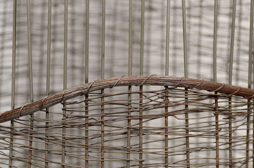 Folk Art Tall Metal Quill Basket