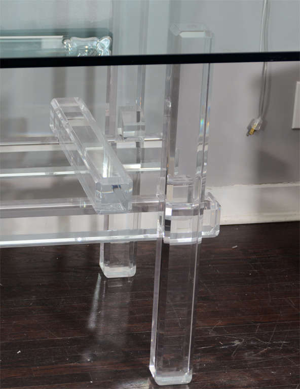 Late 20th Century 1970's Lucite Table Base with Glass Top
