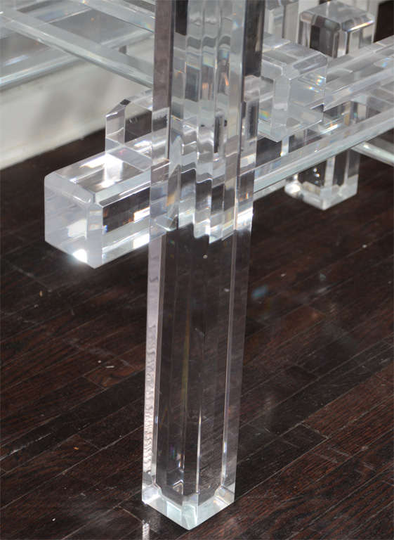 1970's Lucite Table Base with Glass Top 3