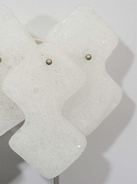 Pair of 1970s Kalmar Frosted Glass Sconces In Excellent Condition For Sale In New York, NY