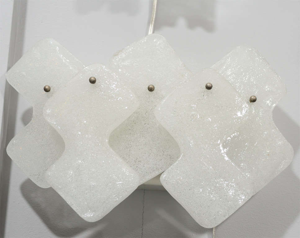 Modern Pair of 1970s Kalmar Frosted Glass Sconces For Sale