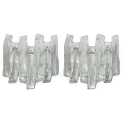 Pair of Kalmar Glass Ice Sconces
