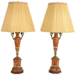 Pair Tole Peinte Urns, Wired as Lamps, France, Late 19th C.