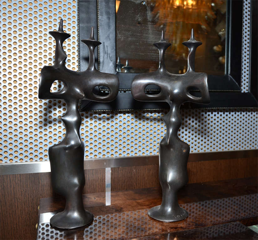 Fantastic pair of candle sticks signed by Victor Roman numbered 1 & 2 on 8 exemplaries.