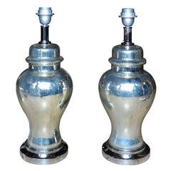 Pair of Mercurized Glass Table Lamps