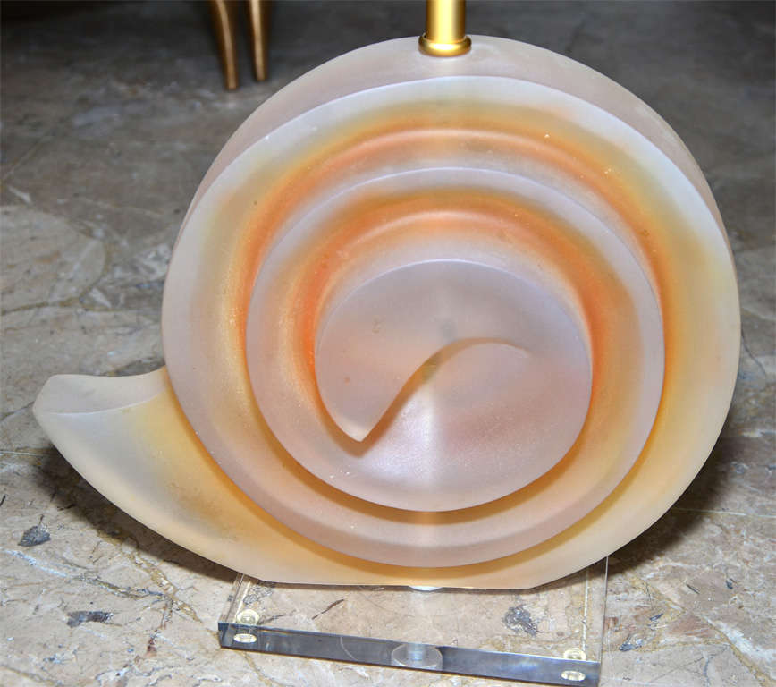 Lucite Pair of Resin Shell Lamps For Sale