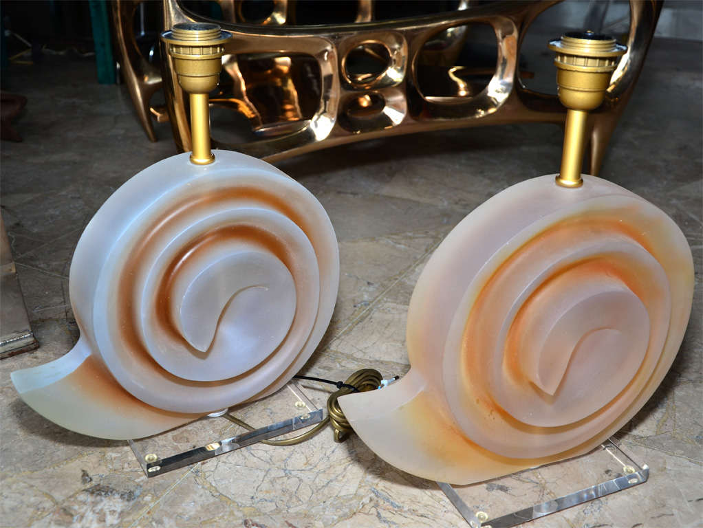 Pair of Resin Shell Lamps For Sale 2