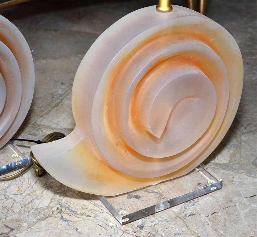 Pair of Resin Shell Lamps For Sale 3