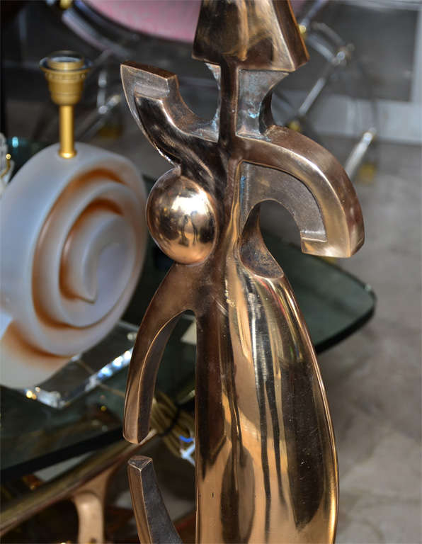 French Fantastic Polished Bronze Floor Lamp