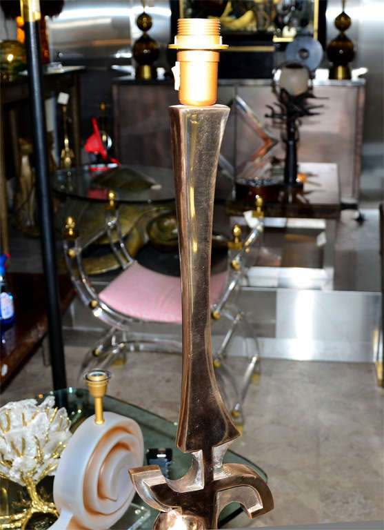 Fantastique lampadaire en bronze poli 1