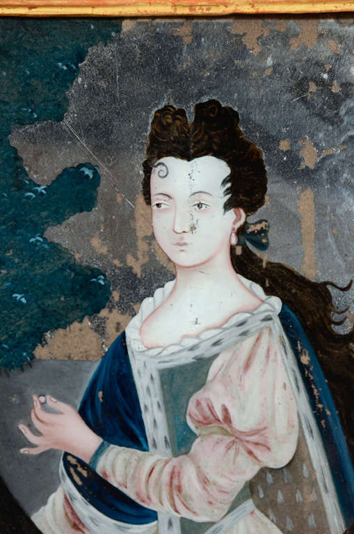 A Fine 18th Century Chinese Reverse Glass Painting In Excellent Condition In New York, NY