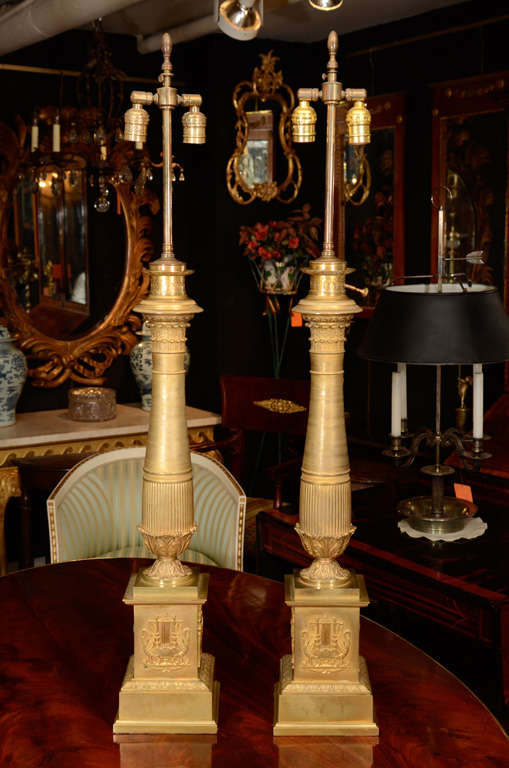 Pair of Empire Bronze Table Lamps