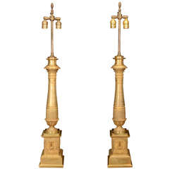 Pair of Empire Bronze Table Lamps