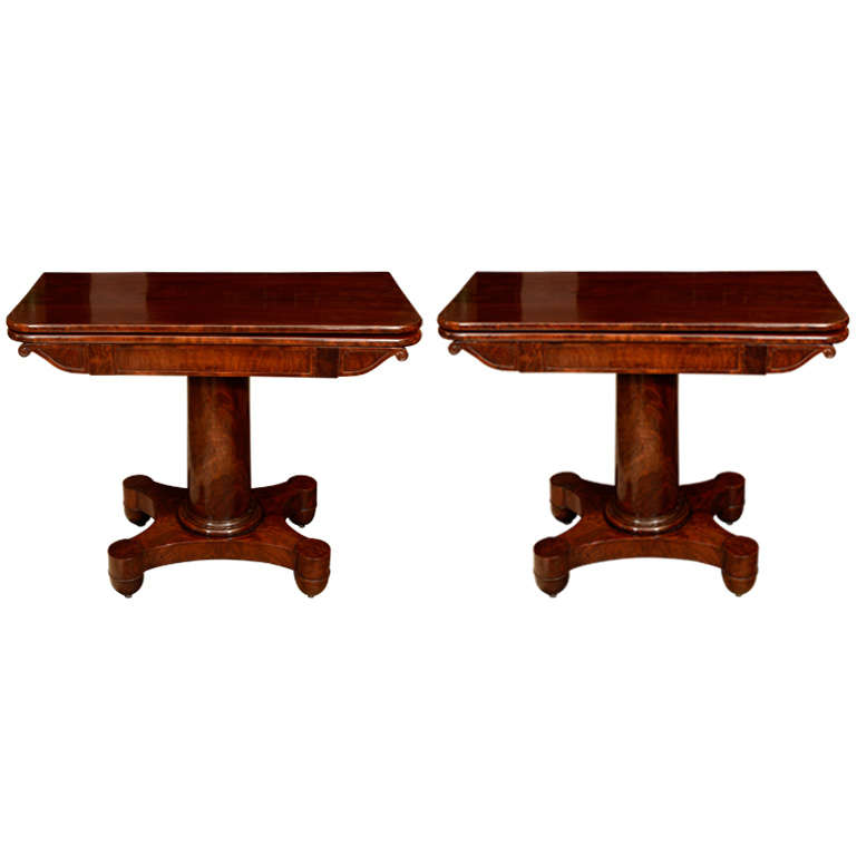 Pair of American Mahogany Card Tables For Sale at 1stDibs