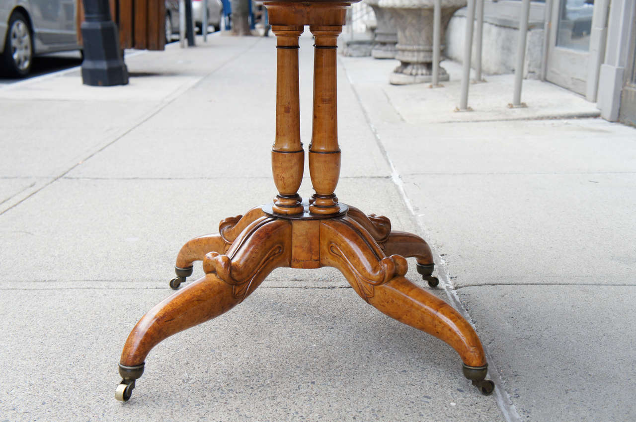 19th Century 19th c. Charles X Burled Maple & Walnut Inlayed Center Table