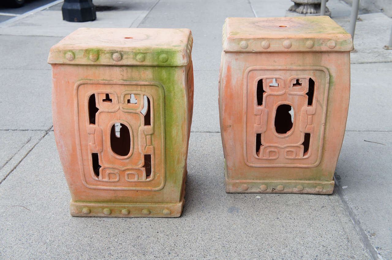 Mid-20th Century A Pair of Chinese Vintage Terra Cotta Garden Seats