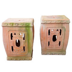 A Pair of Chinese Vintage Terra Cotta Garden Seats