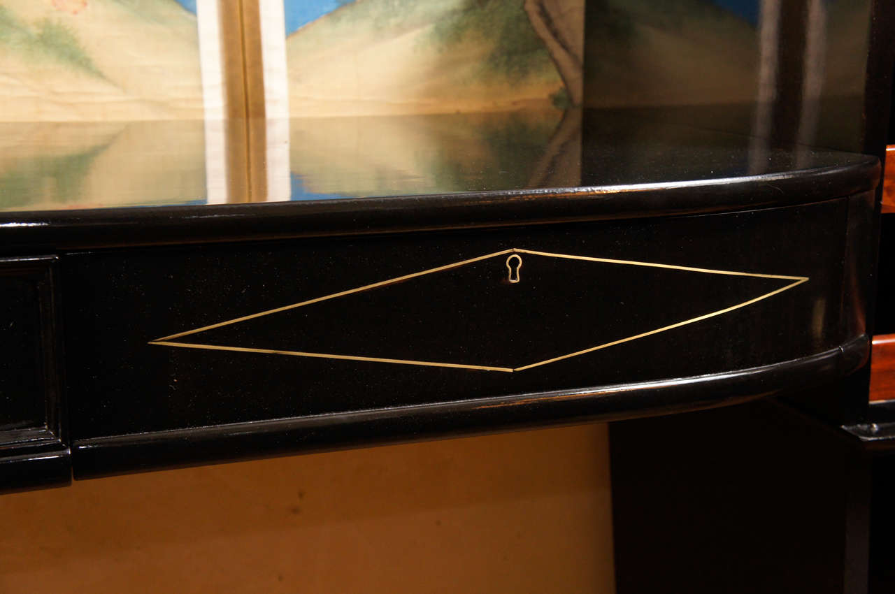 Hollywood Regency Brass Inlaid Sideboard For Sale 4