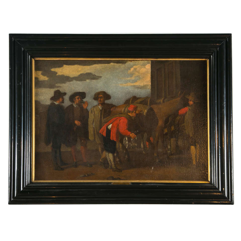 17th C Oil On Canvas For Sale