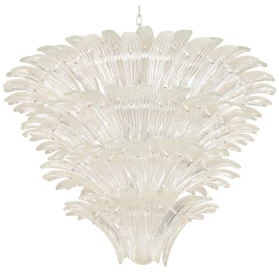 Italian Murano Glass Palmette Chandelier in the Manner of Barovier
