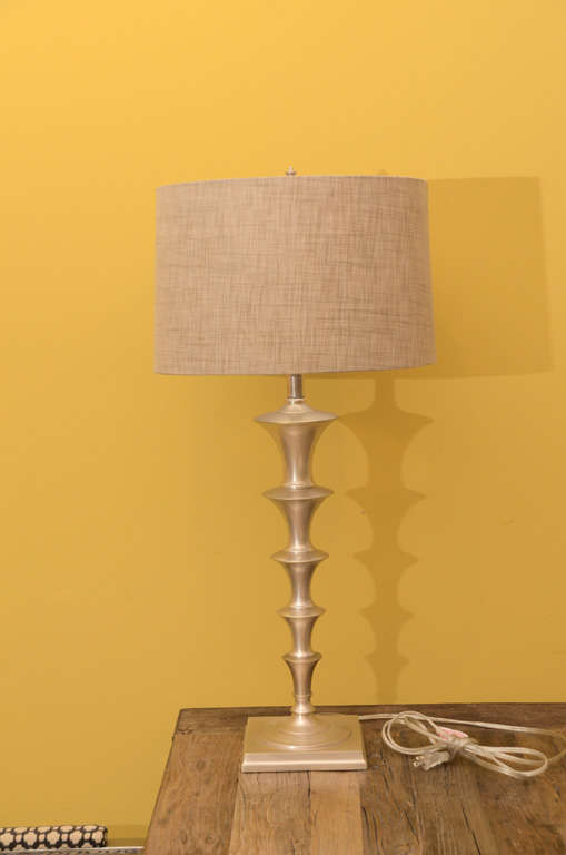 Glam Brushed Silvered Metal Graduated Column Lamps