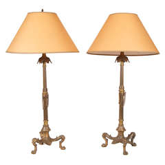 Pair of 2nd Empire Napoleon III bronze table lamps