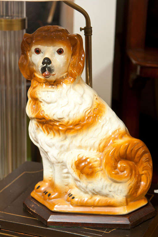 English Victorian Staffordshire Spaniel as Table Lamp