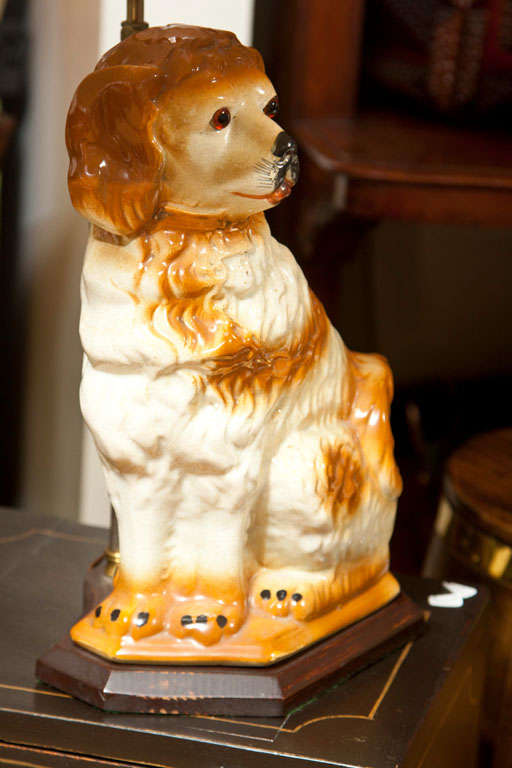 20th Century Victorian Staffordshire Spaniel as Table Lamp