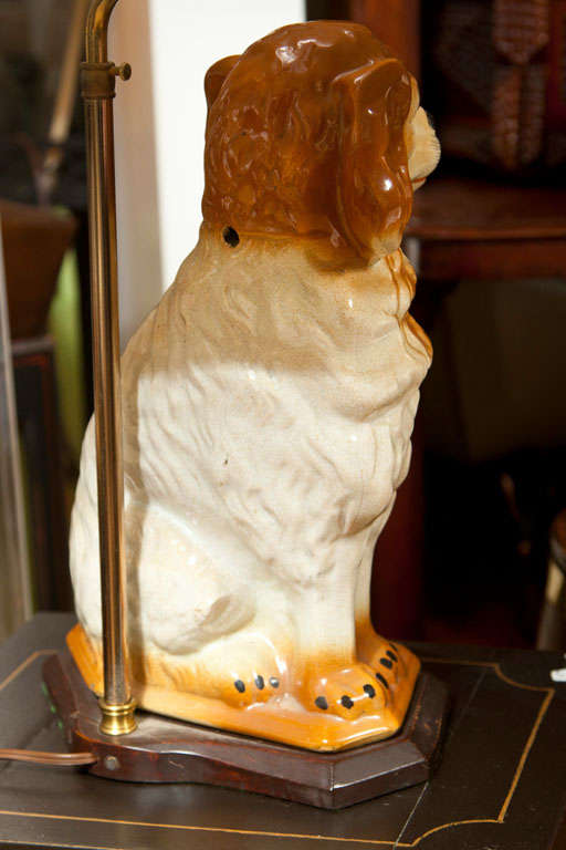 Victorian Staffordshire Spaniel as Table Lamp 1