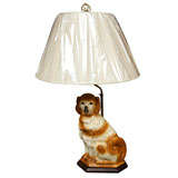Vintage Victorian Staffordshire Spaniel as Table Lamp