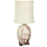 1950's French Ceramic Lamp on Bronze Stand