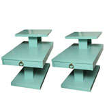 Pair of Two-Tier Turquoise End Tables by Lane