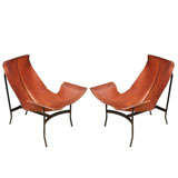 Pair of 1950's Danish Leather Butterfly Chairs