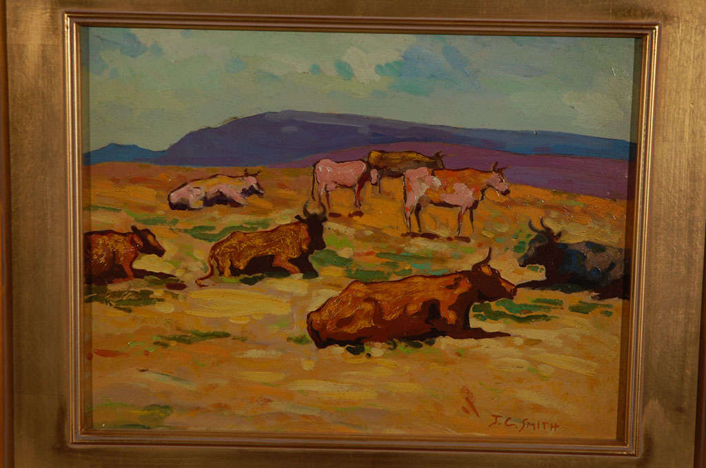 John Christopher Smith oil painting on board landscape For Sale at