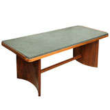 Walnut Low Table with Stone Top by J.  Rindler