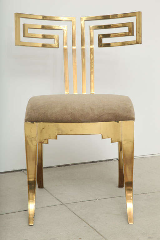 Spectacular Pair of Brass Klismos Chairs. 2