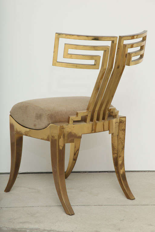 Spectacular Pair of Brass Klismos Chairs. 4