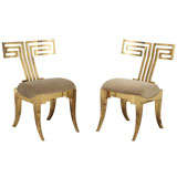 Spectacular Pair of Brass Klismos Chairs.