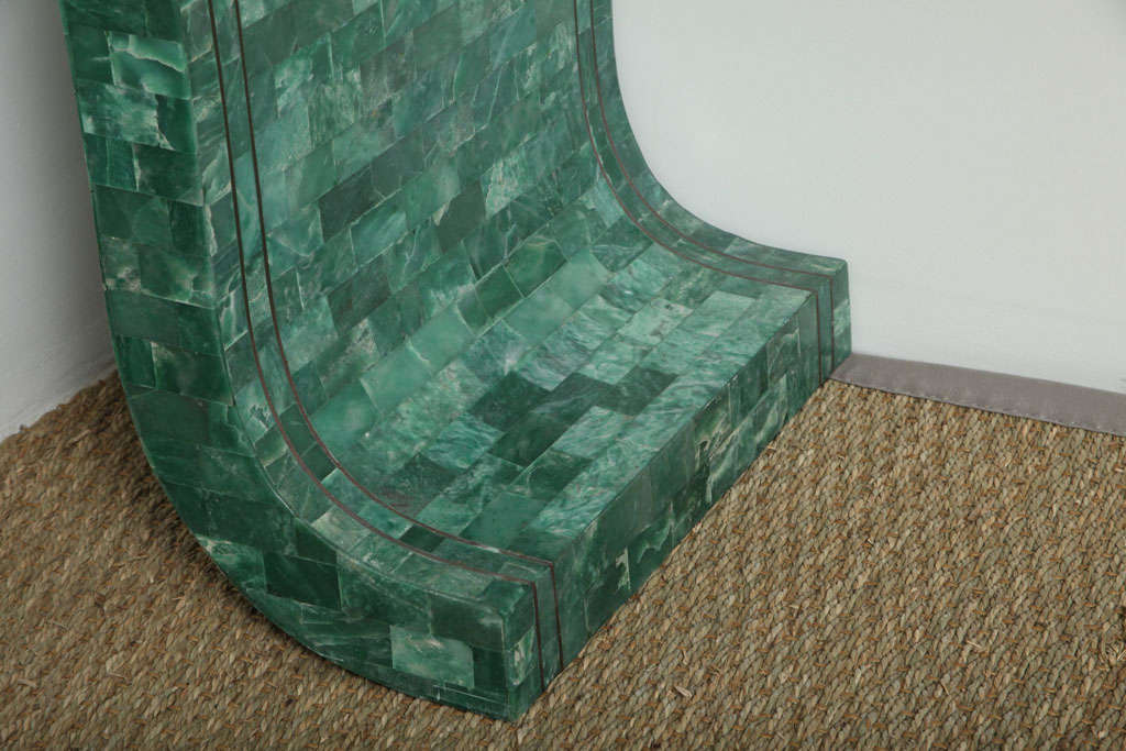Green Stone Wrapped Waterfall Console. 2