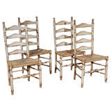 4 Ladderback Country Chairs with Rush Seats