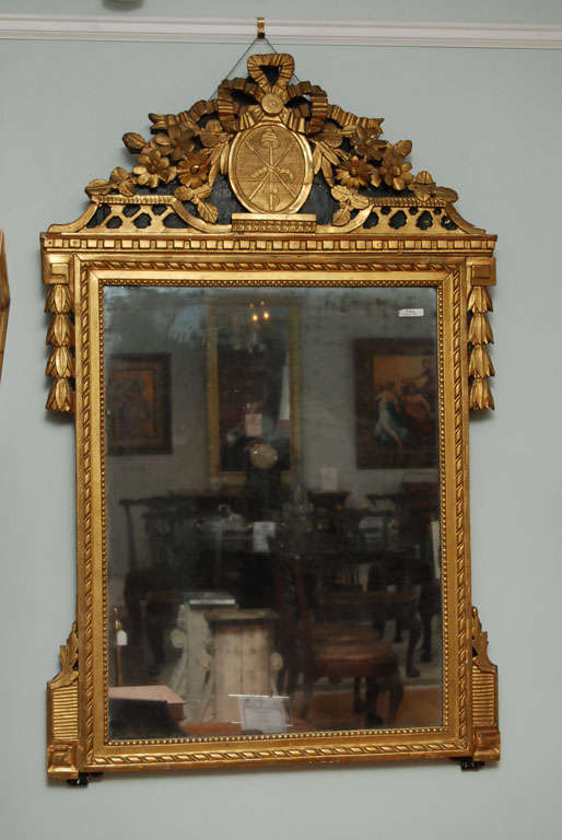 Neoclassical Early 19th Century Gilt French Mirror With Liberty Cap Carving