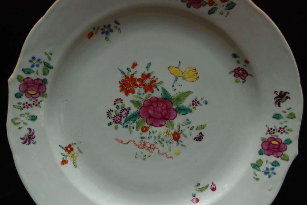 Porcelain Five Floral Decorated Chinese Export Plates