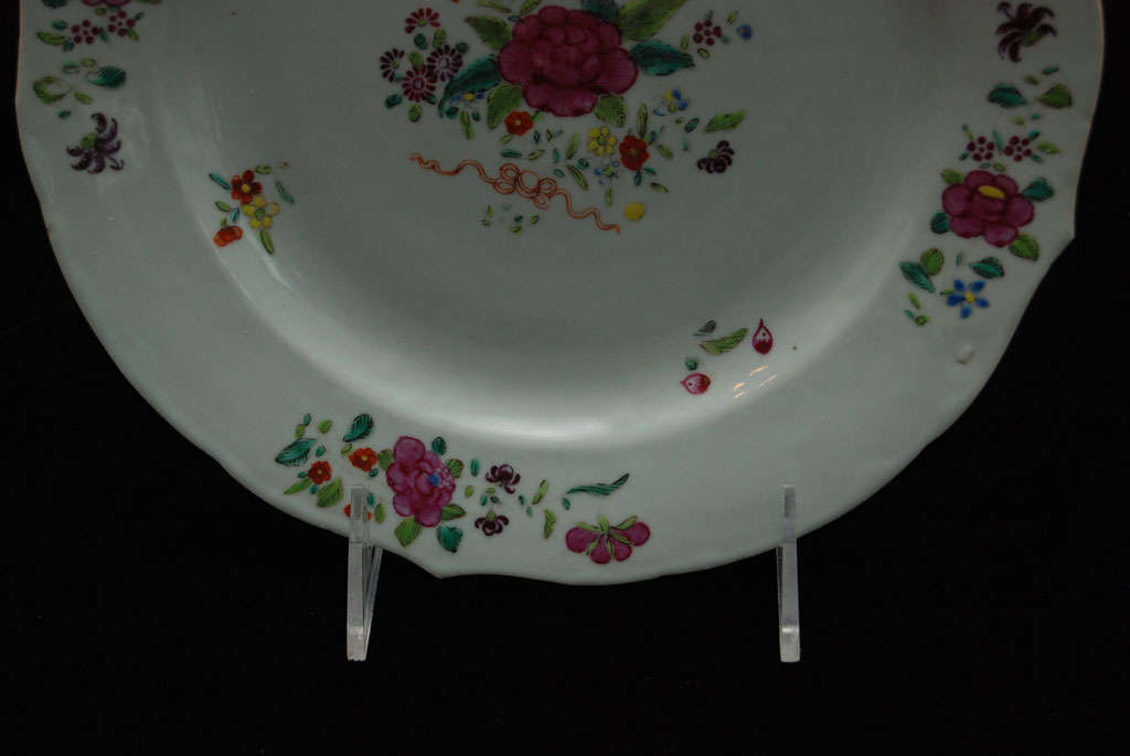 Five Floral Decorated Chinese Export Plates 1
