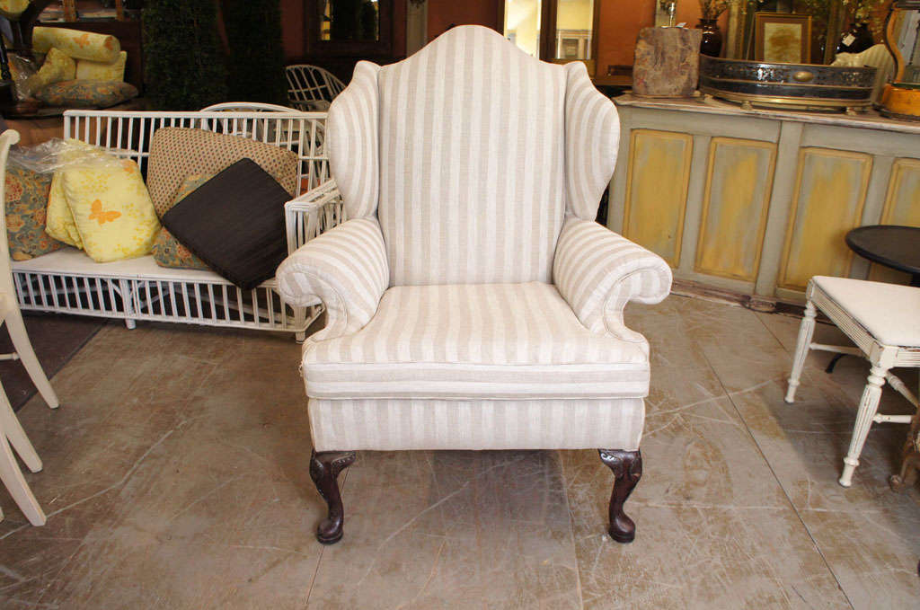 Pair of George II Throne Style Wingback Chairs