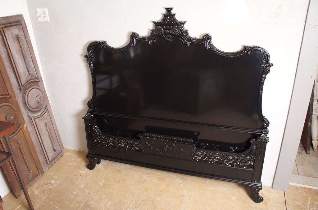 Chinese Chippendale Style Lacquered Bedstead