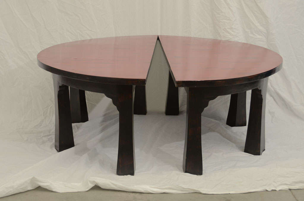 Mid-Century, Japanese demilune tea table (pair available, priced and sold separately.)