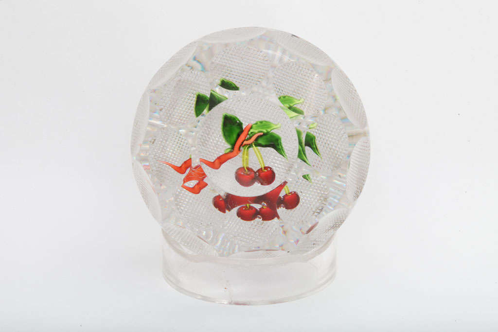 Rare Antique St. Louis Faceted Cherry Paperweight