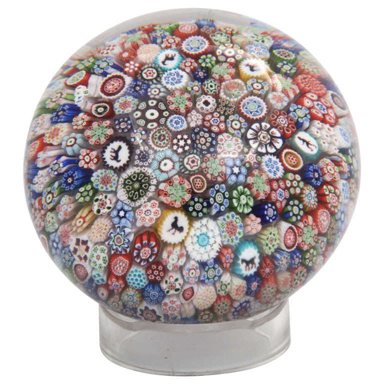 Rare Antique Baccarat Magnum Close-Packed Millefiori Paperweight