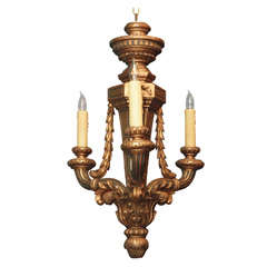 Highly Carved Louis XVI Style Giltwood Chandelier