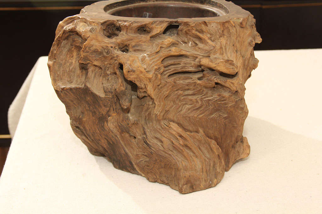 Old Japanese Wood Tree Trunk Hibachi For Sale 1